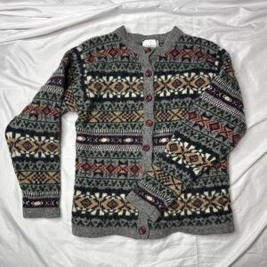 VTG KB Collections Women Icelandic Shetland Wool Button Up Cardigan Sweater S/P